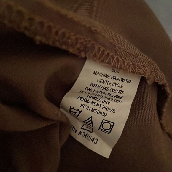 VAN Heusen Fitted Chambray Brown Men’s Button Down Dress Shirt Size 15 1/2 32/33 - Picture 11 of 12